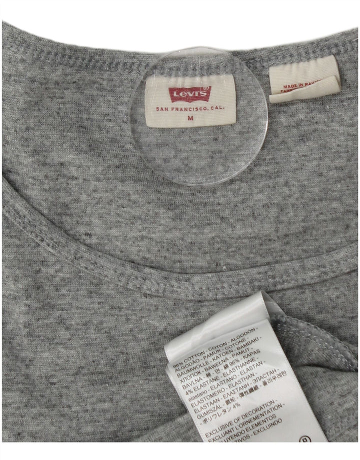 LEVI'S Womens T-Shirt Top UK 12 Medium Grey Flecked Cotton