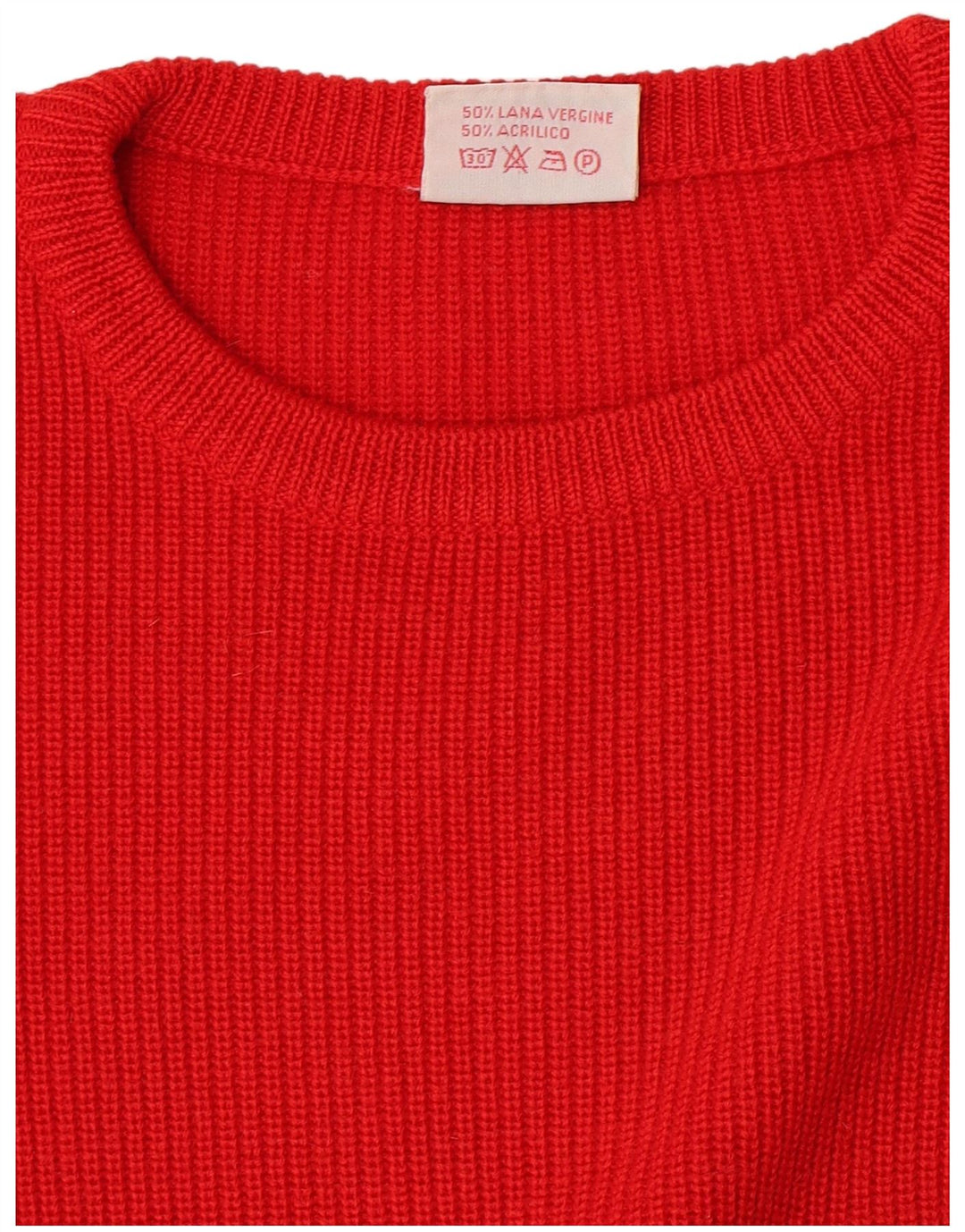 Vintage herre sweater med rund hals, medium rød jomfruuld