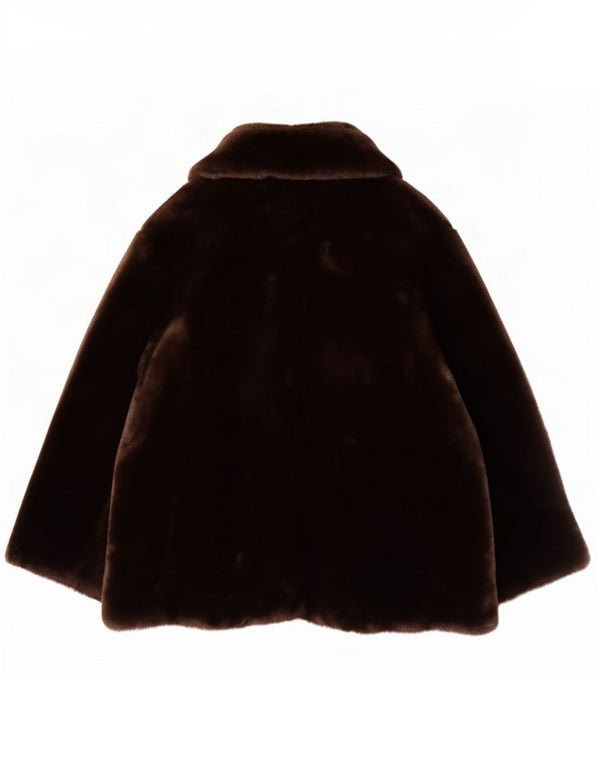 Vintage Dame imiteret Pelsjakke UK 20 2XL Brun Akryl