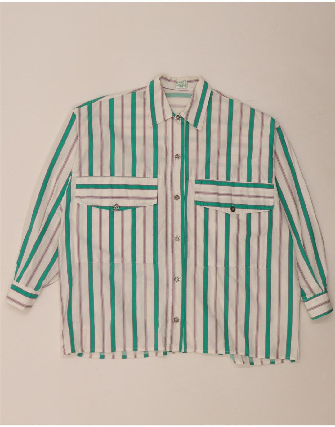 Benetton Dameskjorte UK 18 XL Hvidstribet