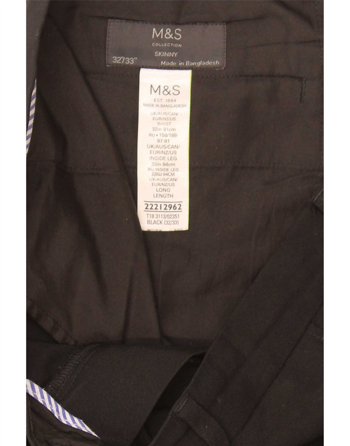 Marks & Spencer Herre Skinny Casual Bukser W33 L32 Sort Polyester
