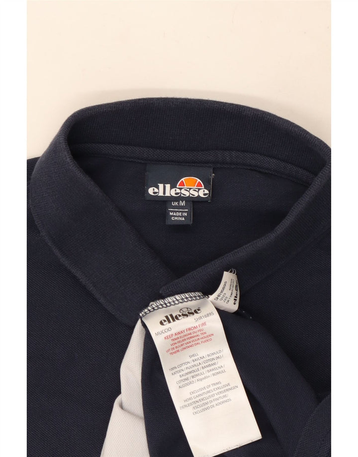 Ellesse Herre Polo Shirt Medium Navy Blue Colourblock Bomuld