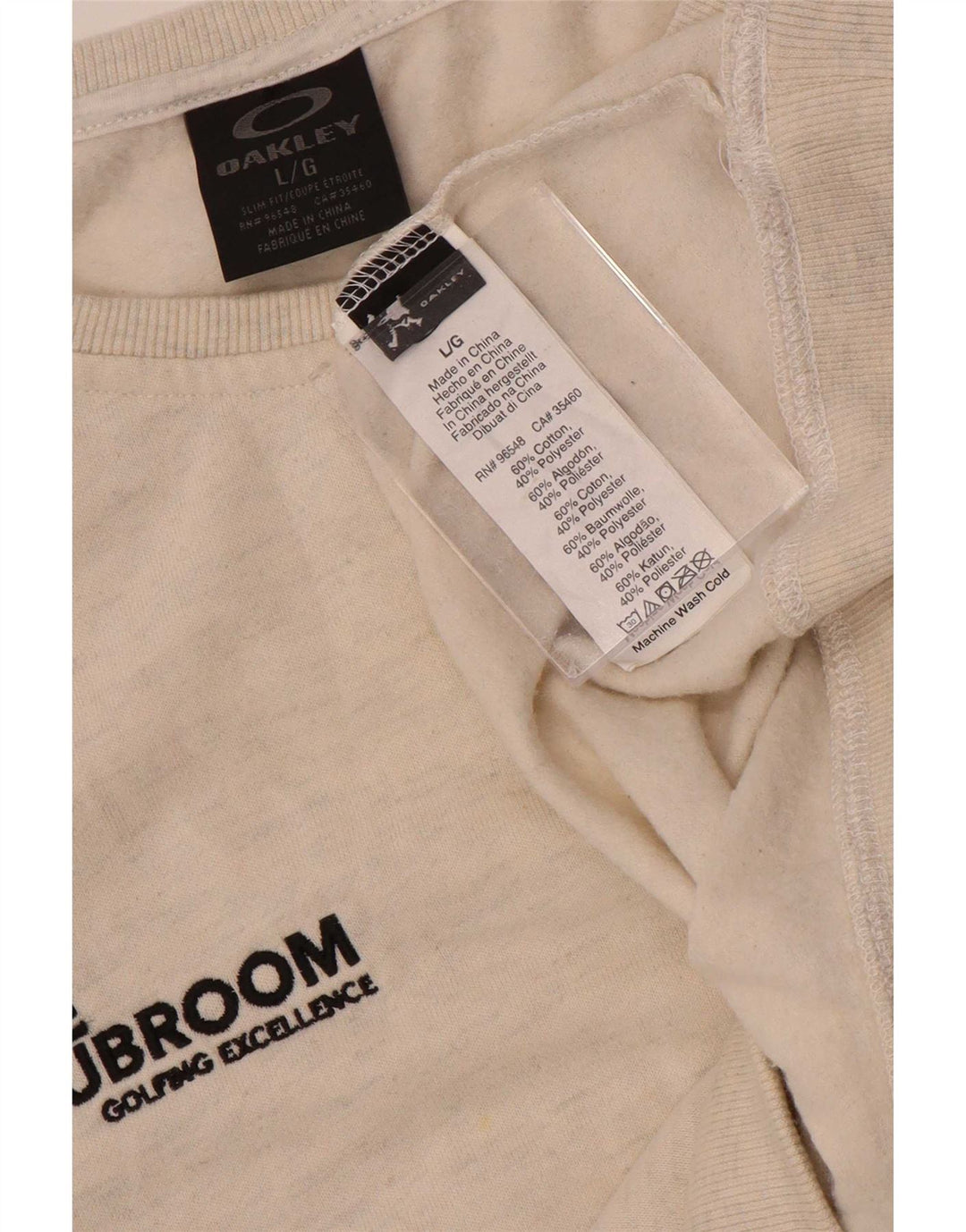 Oakley Herre Grafisk Sweatshirt Jumper Stor Beige Flecked Bomuld