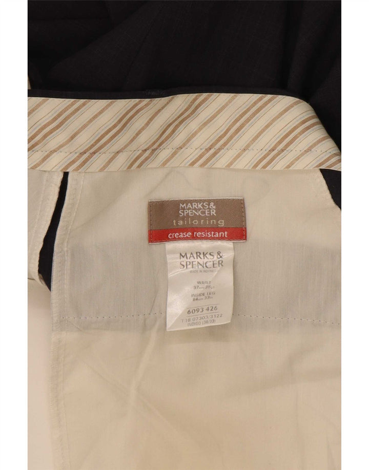 Marks & Spencer Herre lige jakkesætsbukser W38 L33 Marineblå polyester