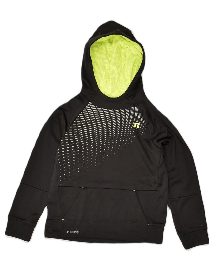 RUSSELL ATHLETIC Boys Graphic Hoodie Jumper 7-8 Years Medium Black | Vintage Russell Athletic | Thrift | Second-Hand Russell Athletic | Used Clothing | Messina Hembry 