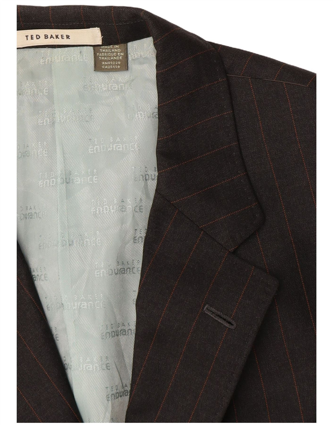 Ted Baker Herre 3-knaps blazerjakke EU 42 XL Gråstribet uld
