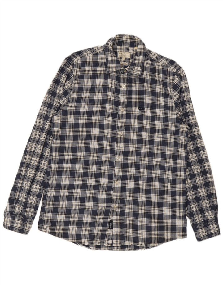 JACK WILLS Herre Classic Fit Flanelskjorte Medium Navyblå Ternet bomuld