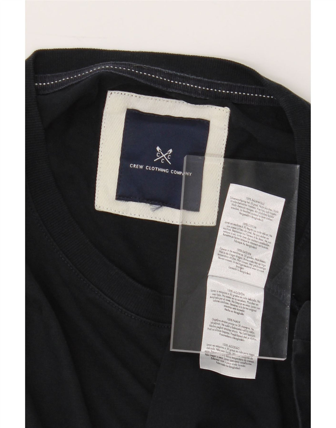 CREW CLOTHING Mens T-Shirt Top Small Navy Blue Cotton Vintage Crew Clothing and Second-Hand Crew Clothing from Messina Hembry 