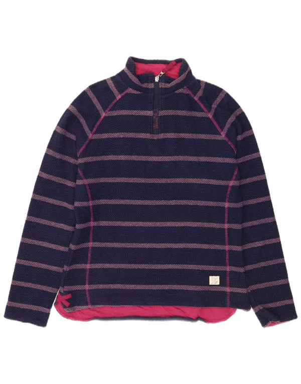 Weird Fish Dame 1/4 Zip Sweatshirt Jumper UK 14 Mellem marineblå stribet