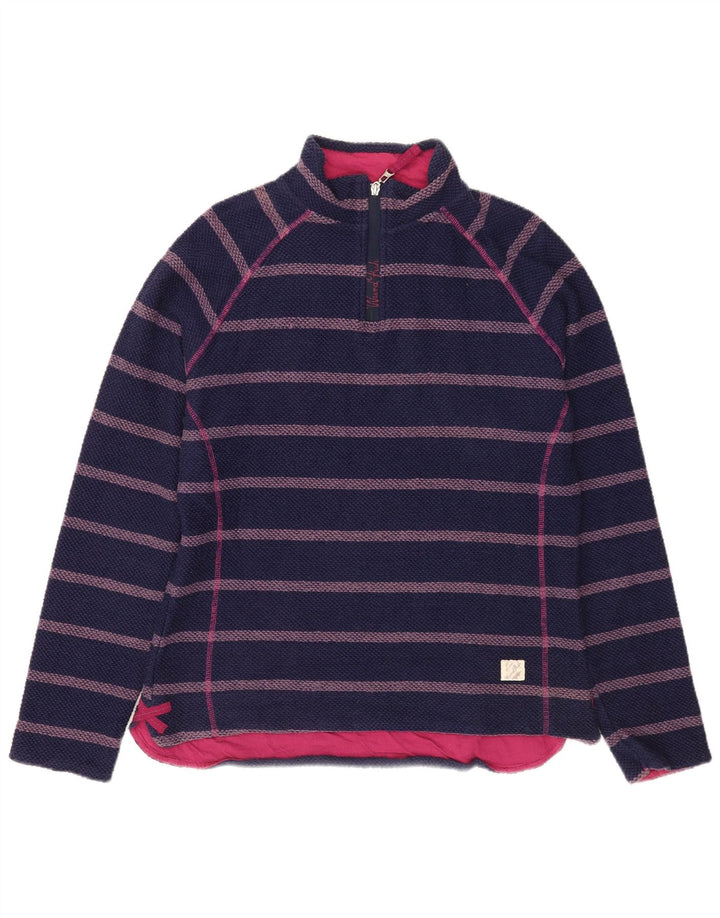 Weird Fish Dame 1/4 Zip Sweatshirt Jumper UK 14 Mellem marineblå stribet