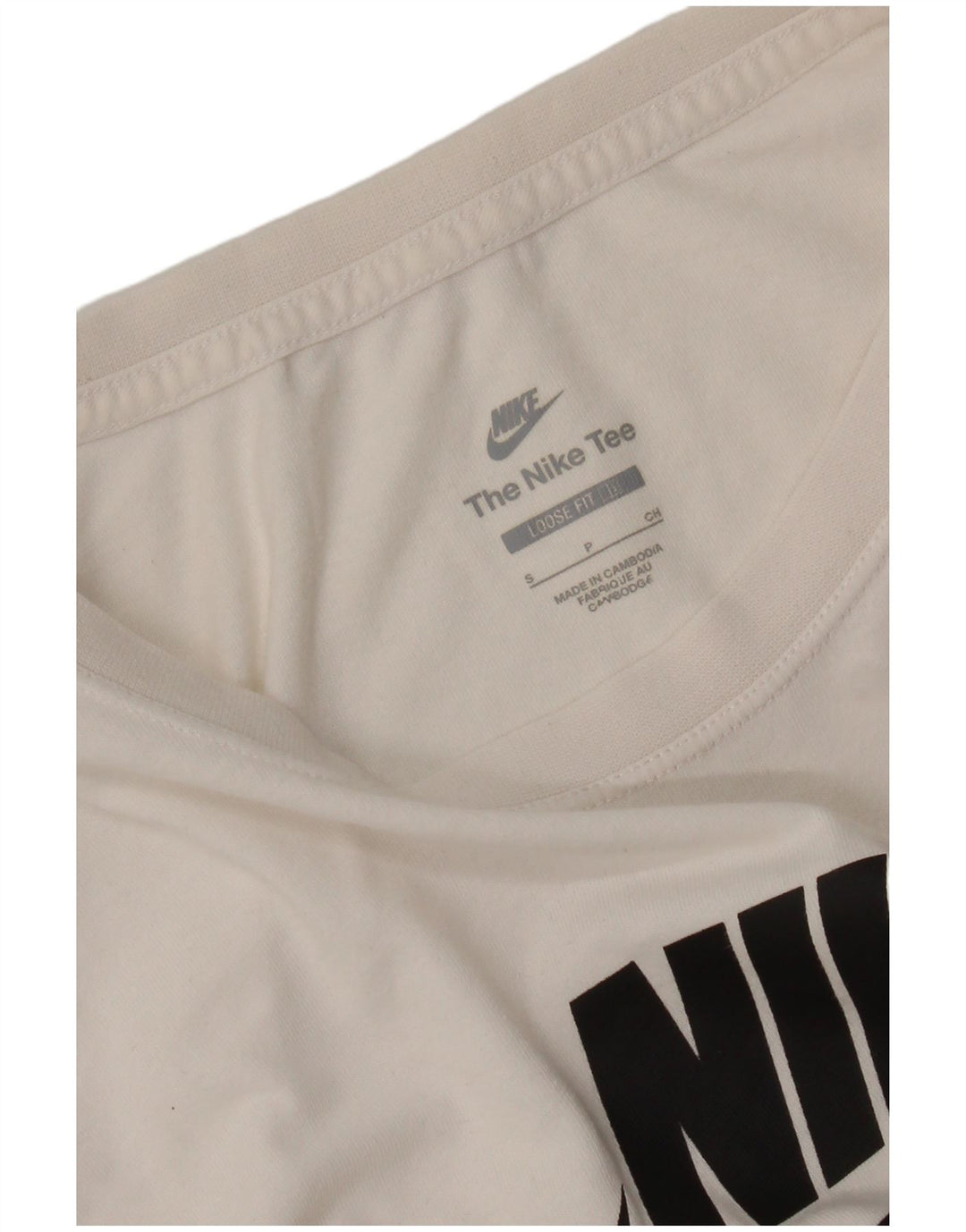 Nike Dame Oversized Crop Grafisk T-Shirt Top UK 10 Small Off White