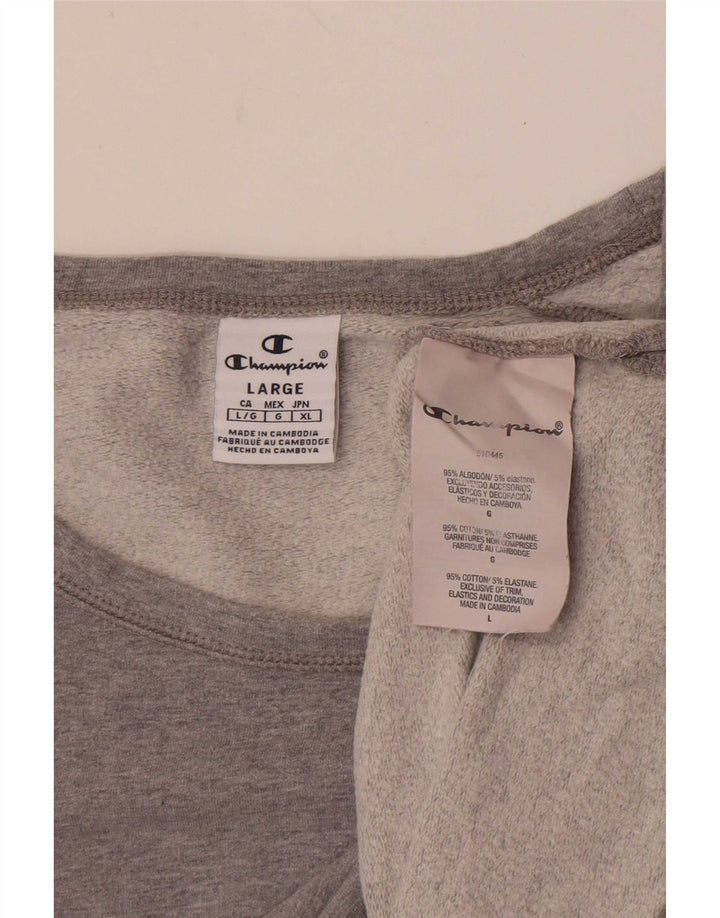 Champion Womens Crop Sweatshirt Jumper UK 16 Large Grå Bomuld