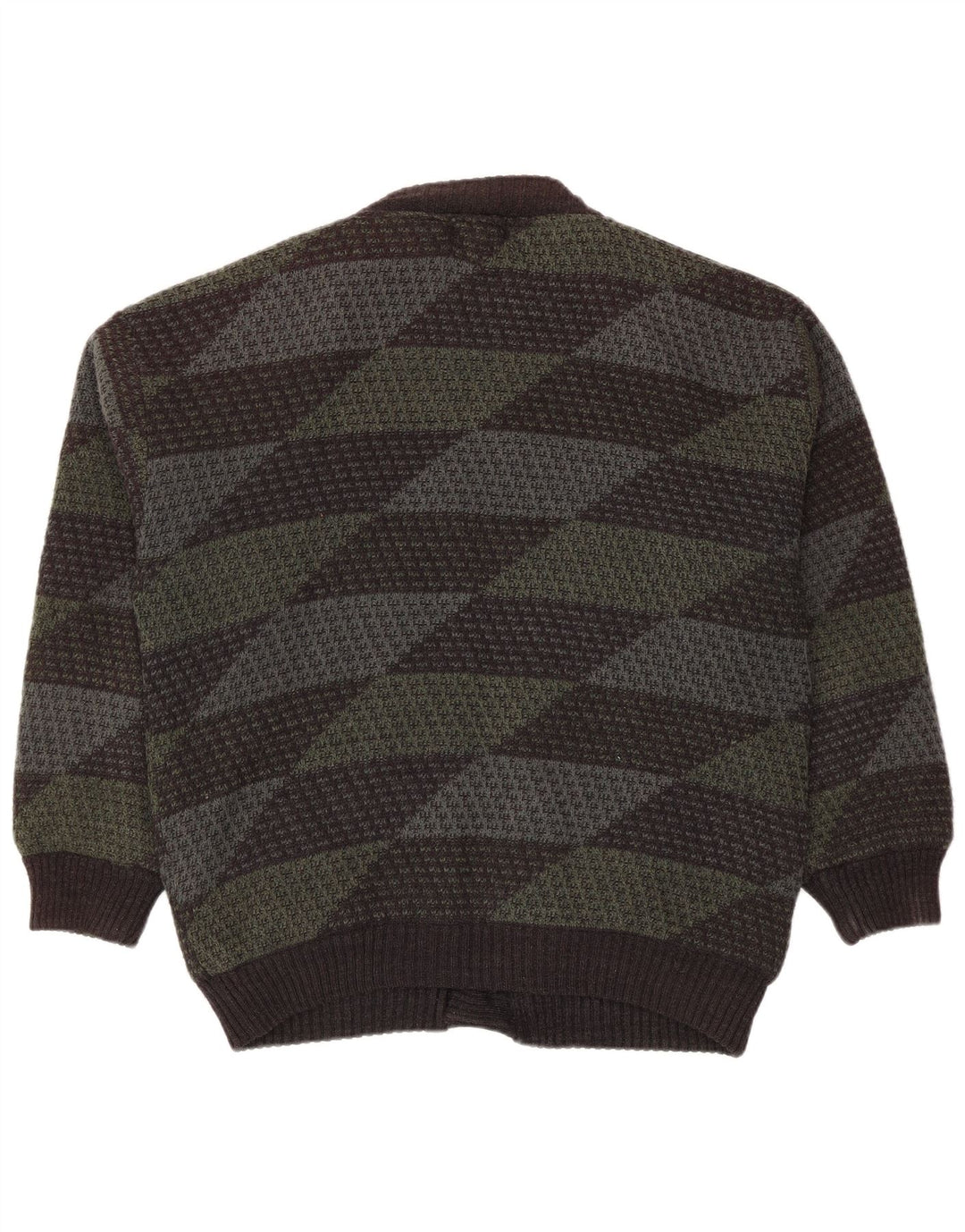 Mark Adam Herre Cardigan Sweater IT 48/50 Medium Grøn Geometrisk Polyacryl