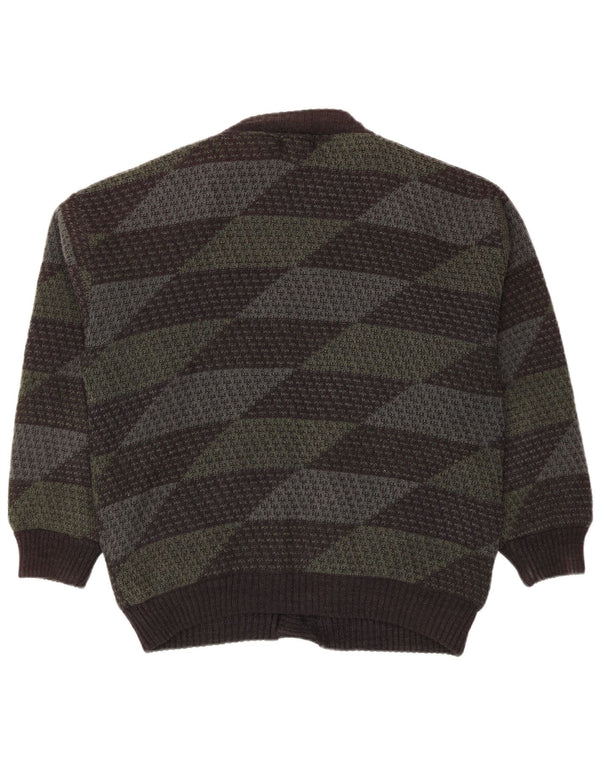 Mark Adam Herre Cardigan Sweater IT 48/50 Medium Grøn Geometrisk Polyacryl