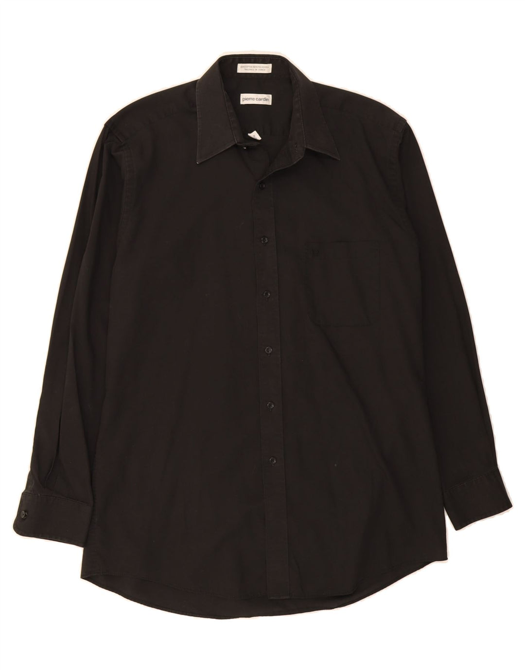 PIERRE CARDIN Mens Shirt Size 15 1/2 Medium Black Cotton Vintage Pierre Cardin and Second-Hand Pierre Cardin from Messina Hembry 