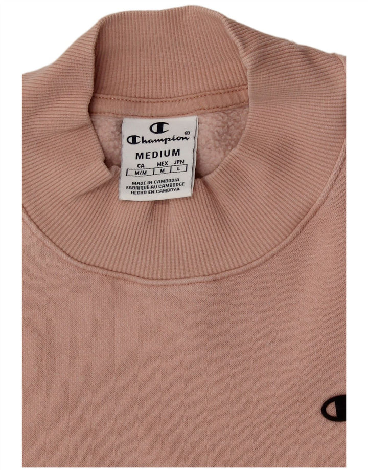 Champion Womens Crop Oversized Sweatshirt Jumper UK 14 Medium Pink Bomuld