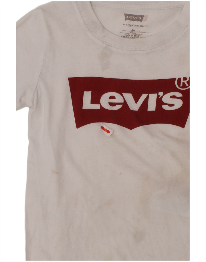 LEVI'S drenge grafisk T-shirt top 3-4 år hvid bomuld