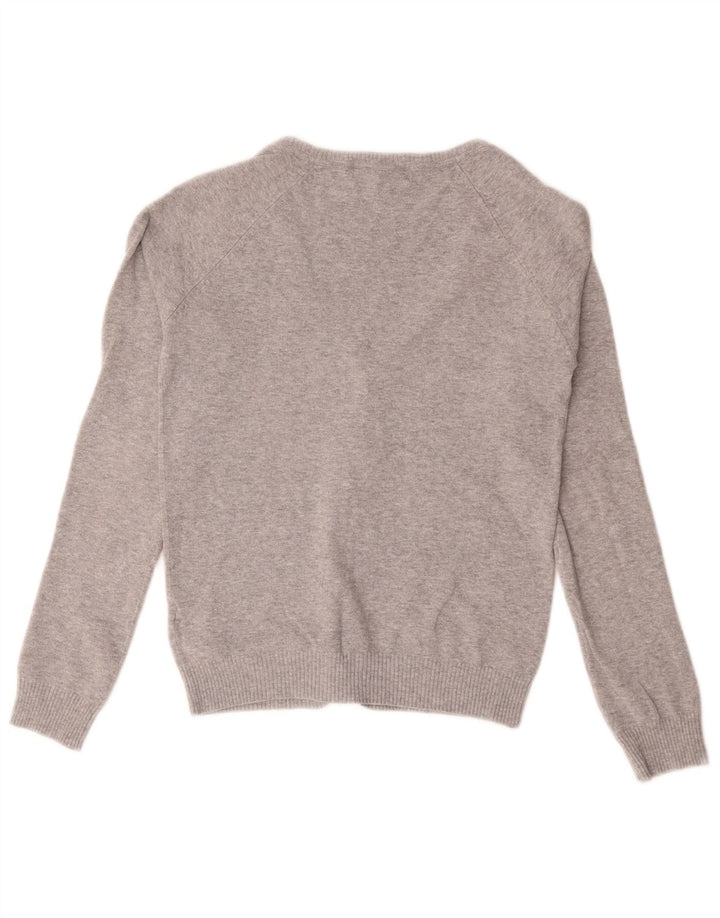 Zara Dame Cardigan Sweater UK 10 Lille Grå Bomuld