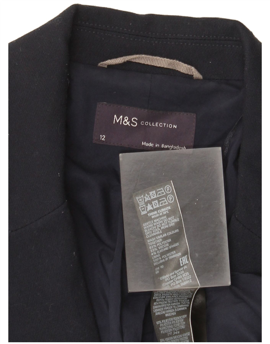 Marks & Spencer Dame 1-knaps blazerjakke UK 12 Medium Navy Blue