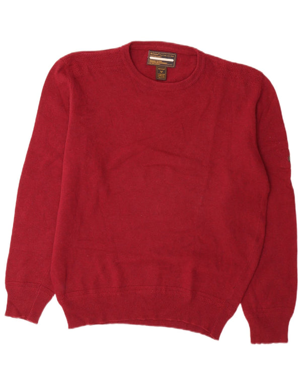 Avirex Herre Crew Neck Jumper Sweater XL Burgundy Virgin Wool
