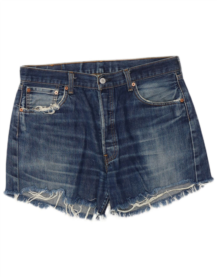 LEVI'S Womens 501 Distressed Denim Shorts W36 XL Blå Bomuld