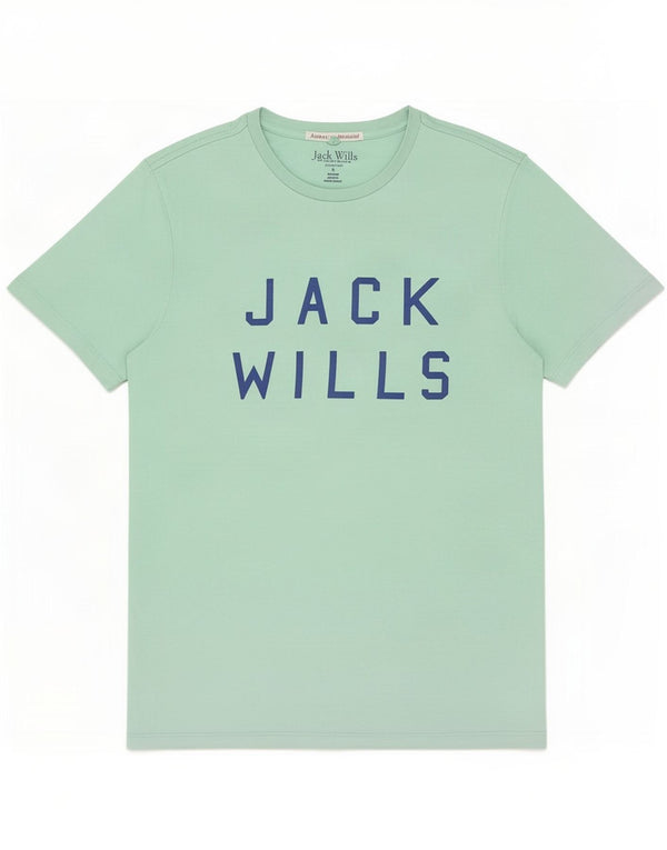 Jack Wills Herre Classic Fit Grafisk T-shirt Top Lille Grøn Bomuld