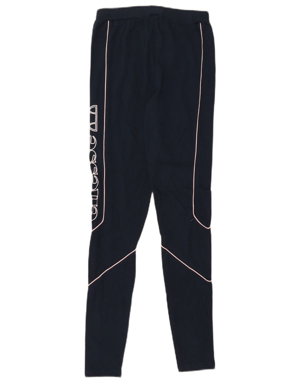 Ellesse Womens Grafiske Leggings UK 8 Small Navy Blue Cotton