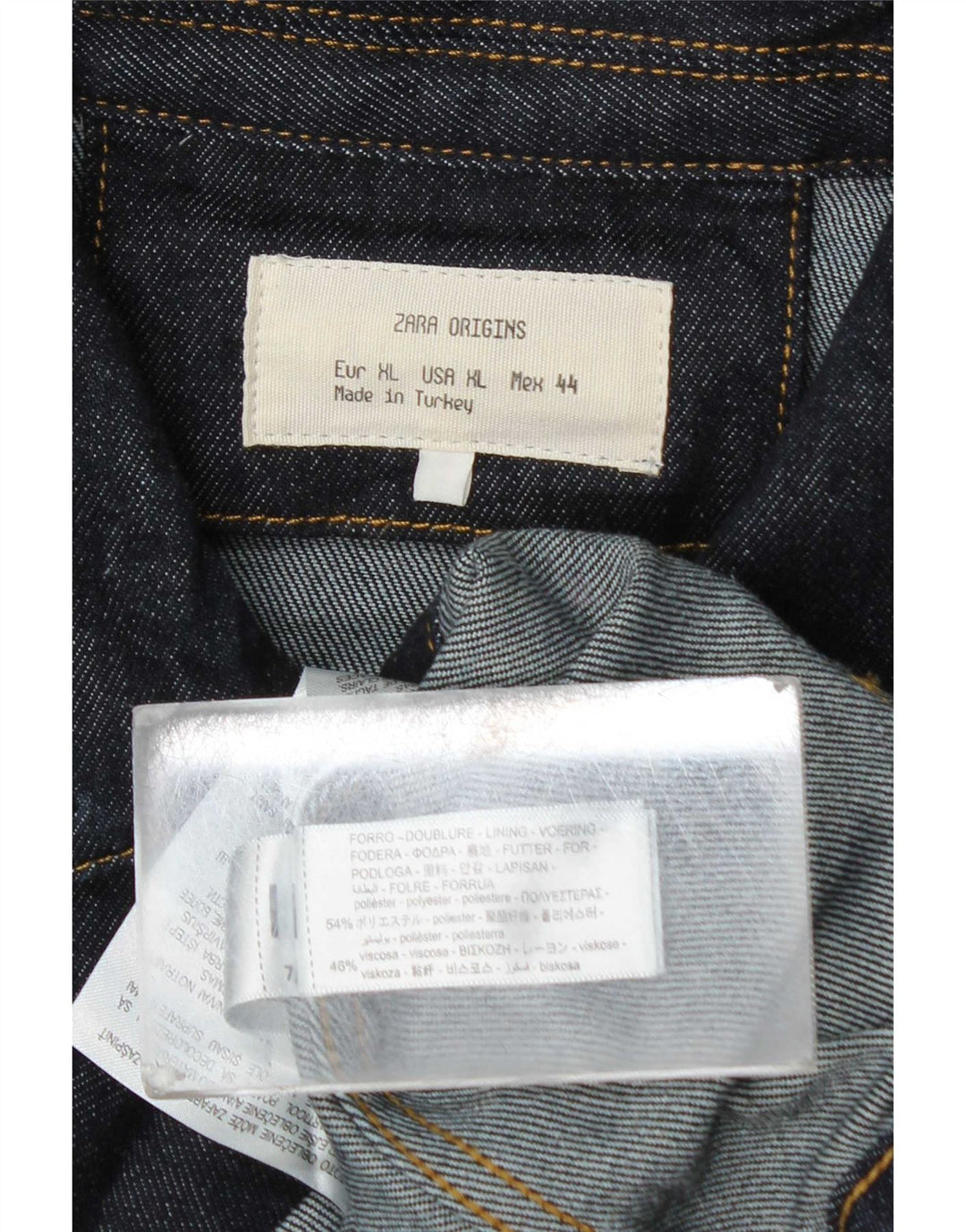 Zara Herre denimjakke UK 42 XL Navy Blue Polyester