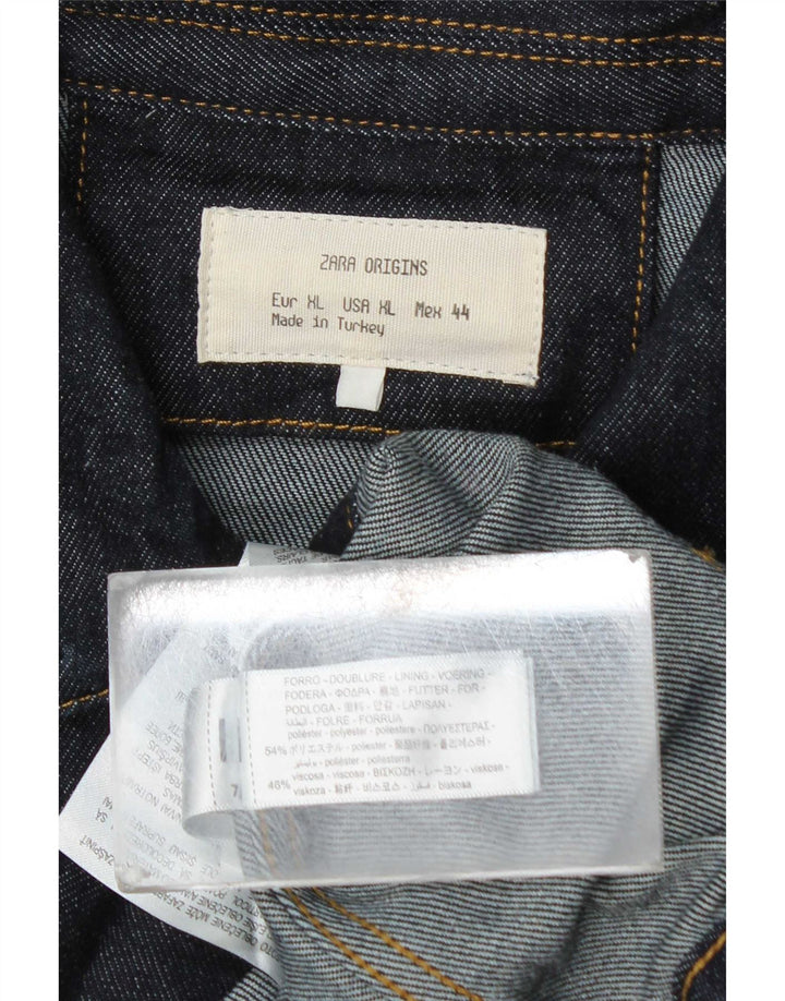 Zara Herre denimjakke UK 42 XL Navy Blue Polyester