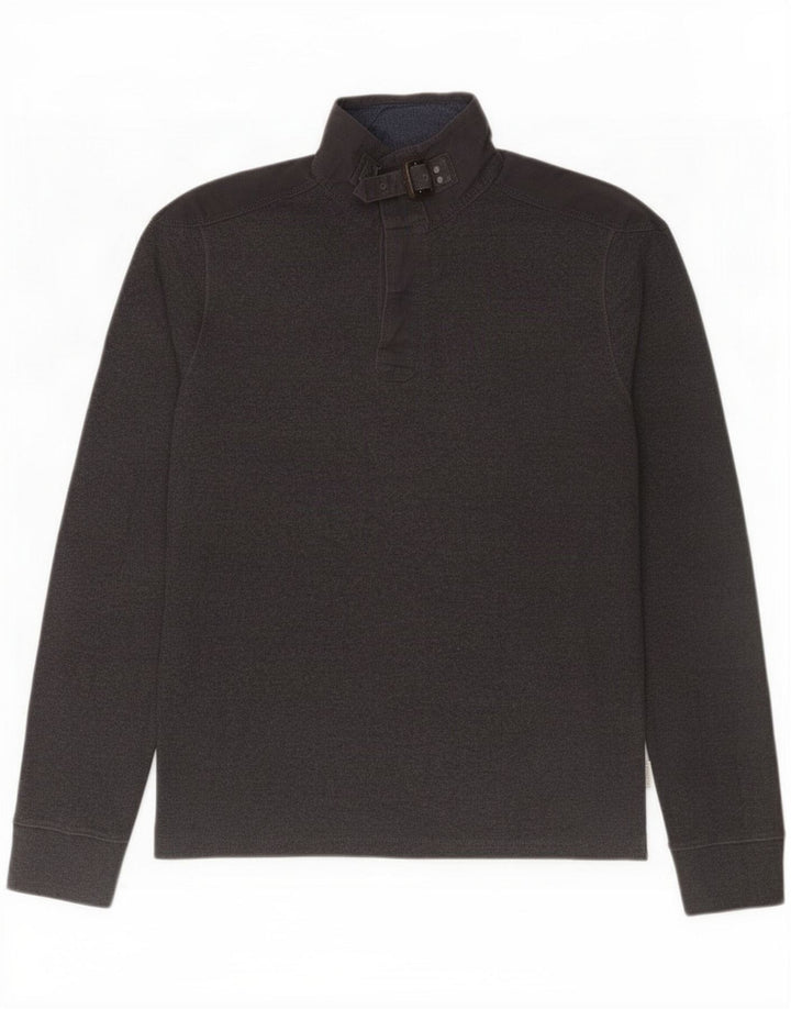 Ted Baker Herre Button Neck Sweater Størrelse 3 Medium Grey Cotton