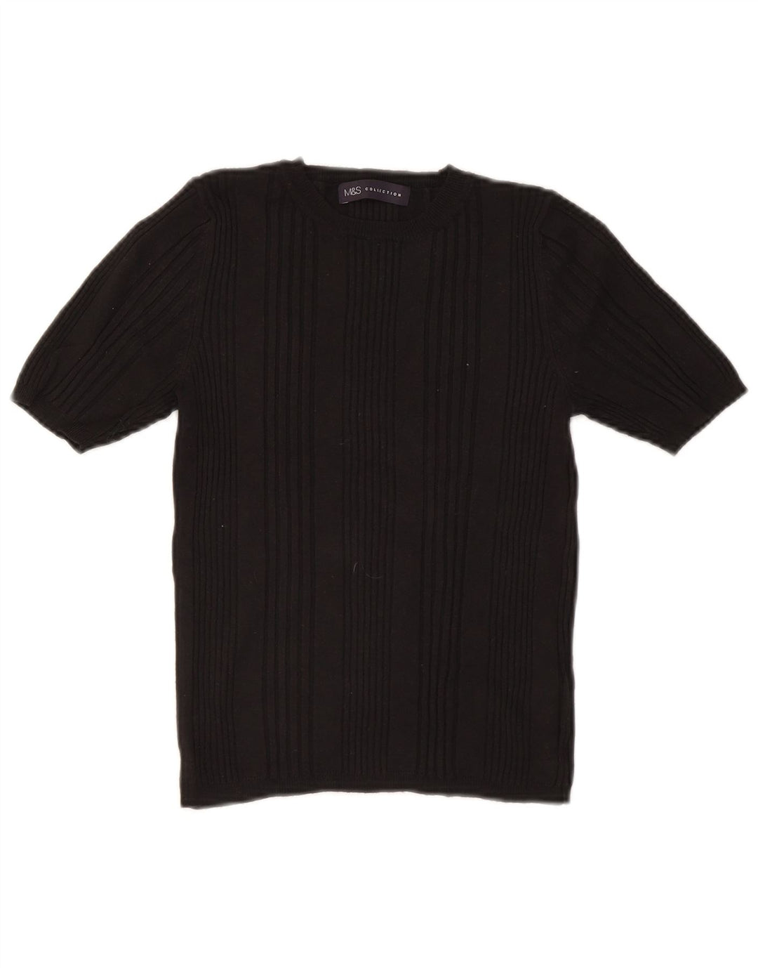 Marks & Spencer Dame Crop Crew Neck Jumper Sweater UK 10 Small Black