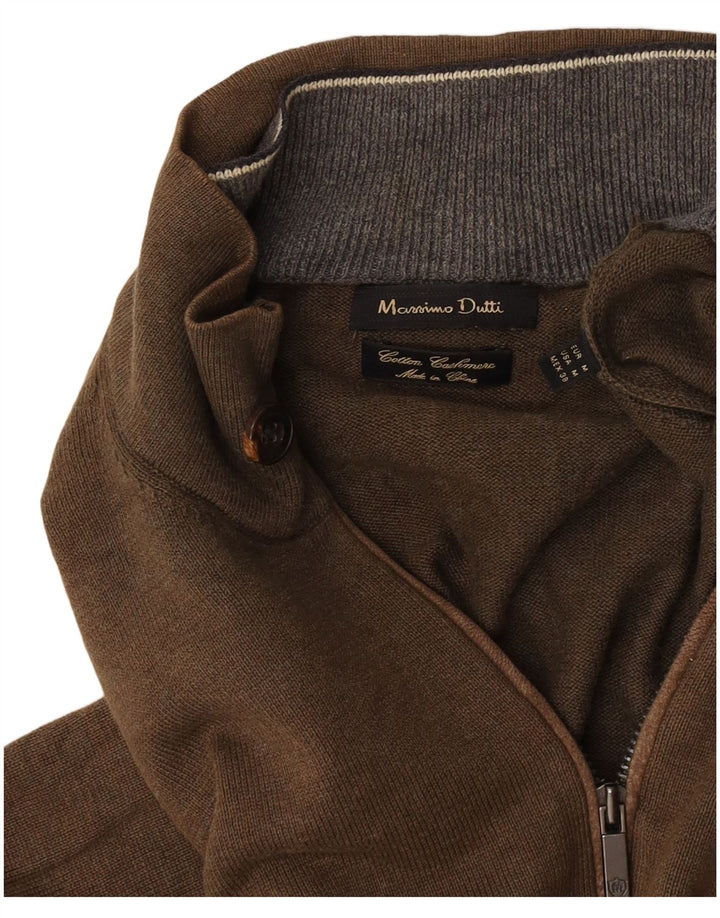 Massimo Dutti Herre Zip Neck Jumper Sweater Medium Khaki