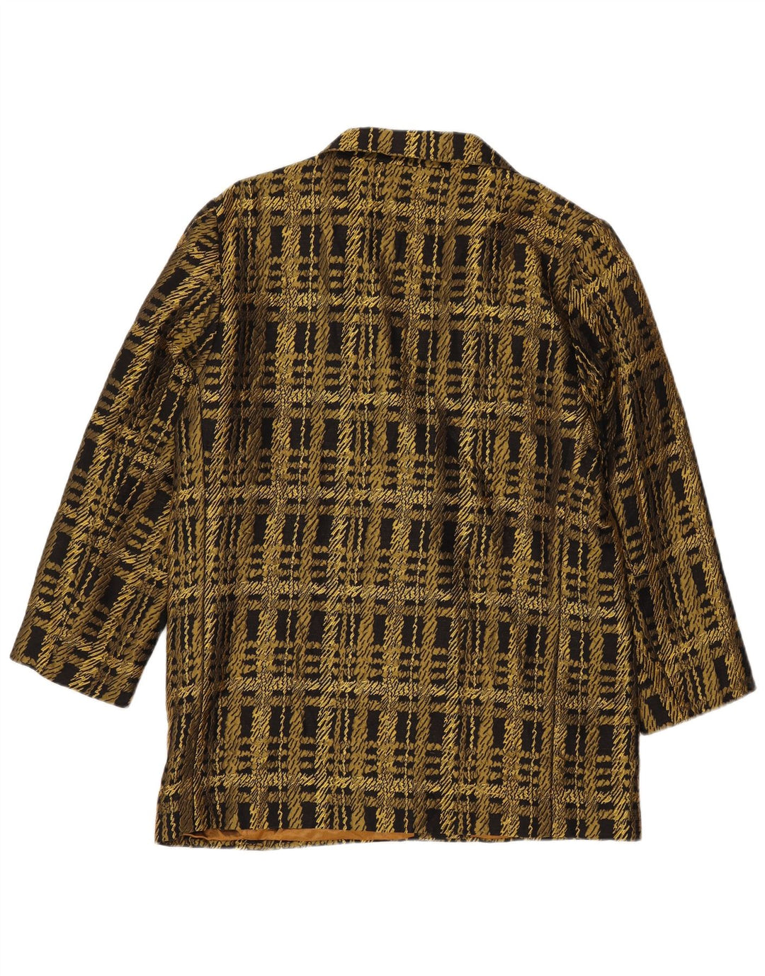 Vintage Dame Dobbeltradet Blazer Jacket UK 16 Large Gold Check