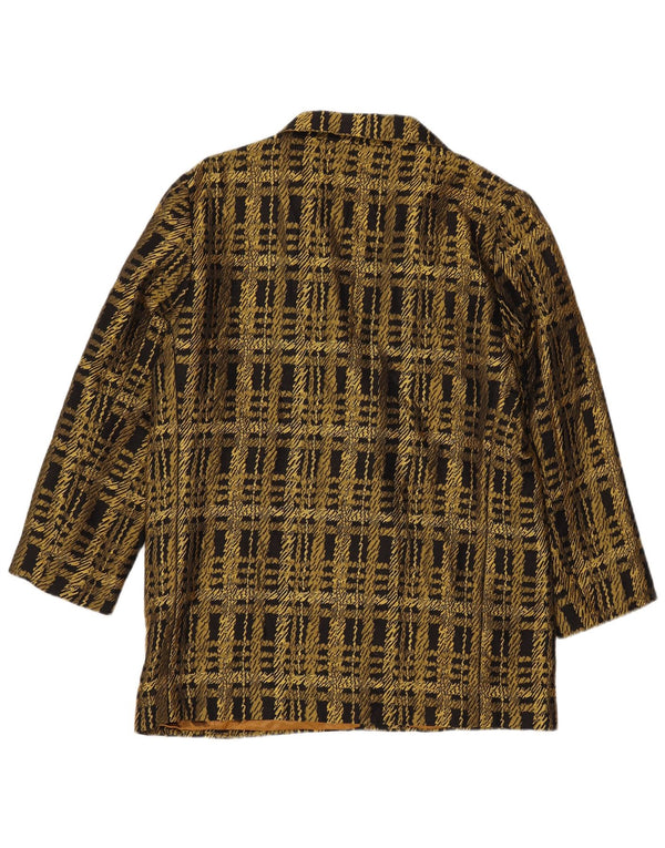 Vintage Dame Dobbeltradet Blazer Jacket UK 16 Large Gold Check