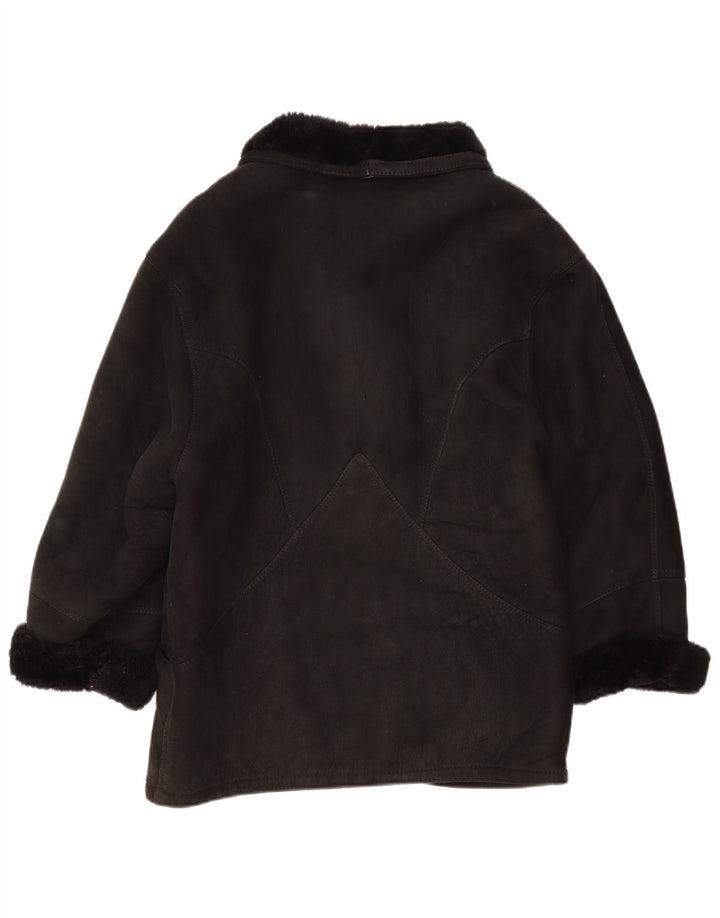 Vintage Dame Oversized Shearling Jacket IT 44 Medium Black Shearling