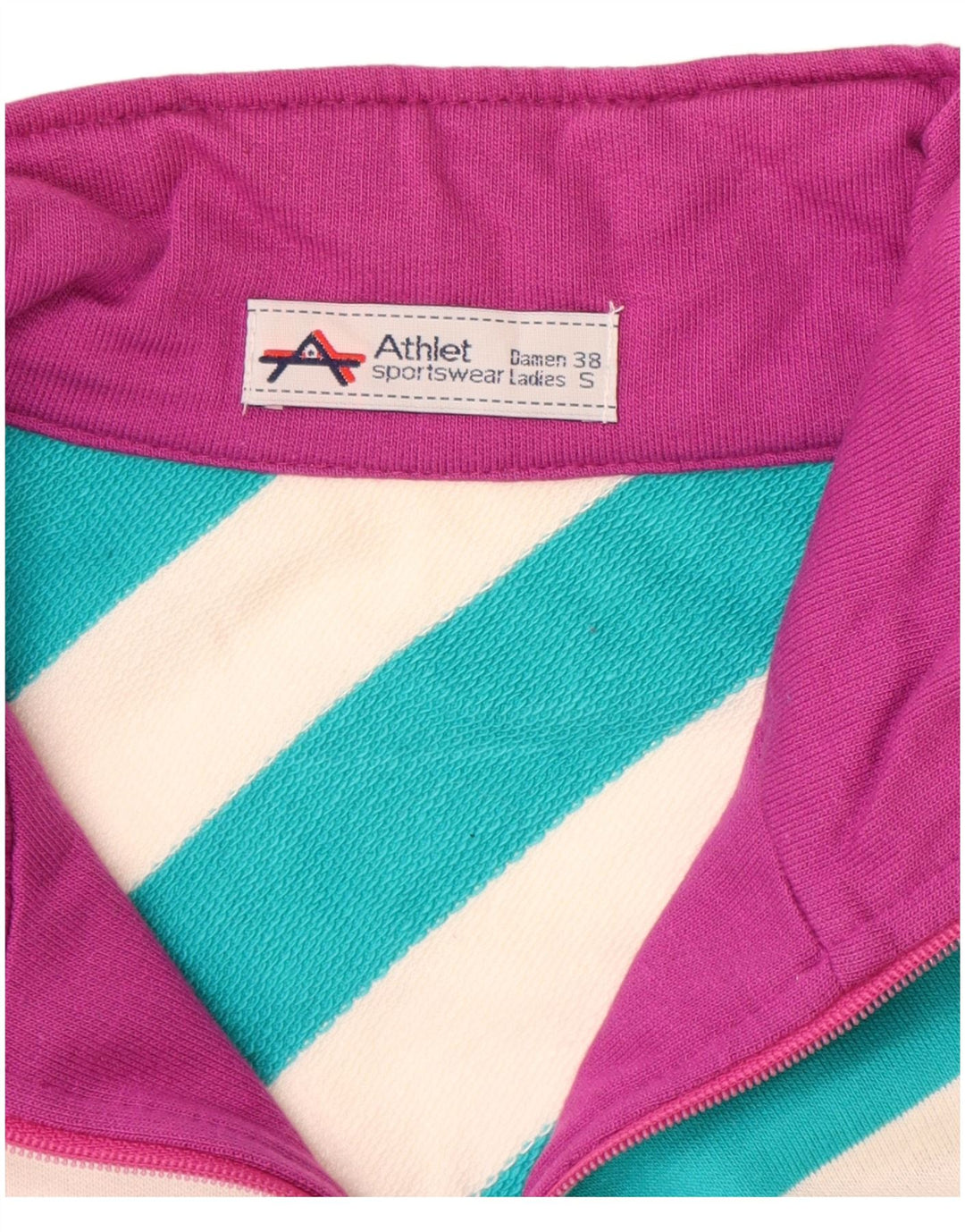 Vintage Dame grafisk Sweatshirt Jumper UK 12 Medium Blue Colourblock