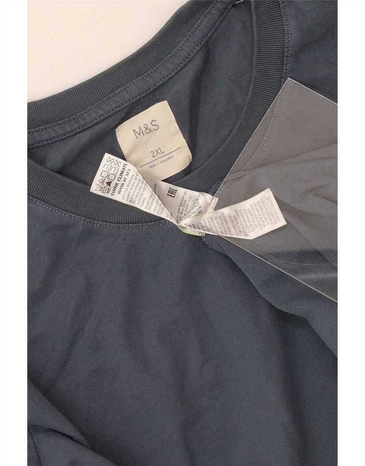 Marks & Spencer Herre Top Langærmet 2XL Blå Bomuld