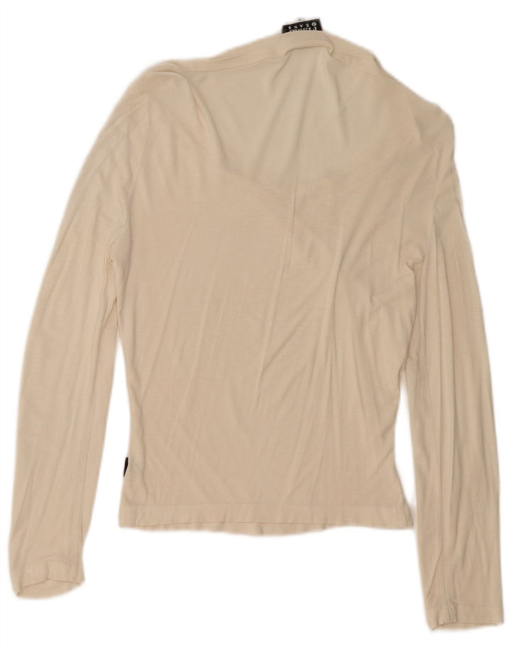 Gianfranco Ferre Dame Grafisk Top Langærmet UK 10 Small Off White