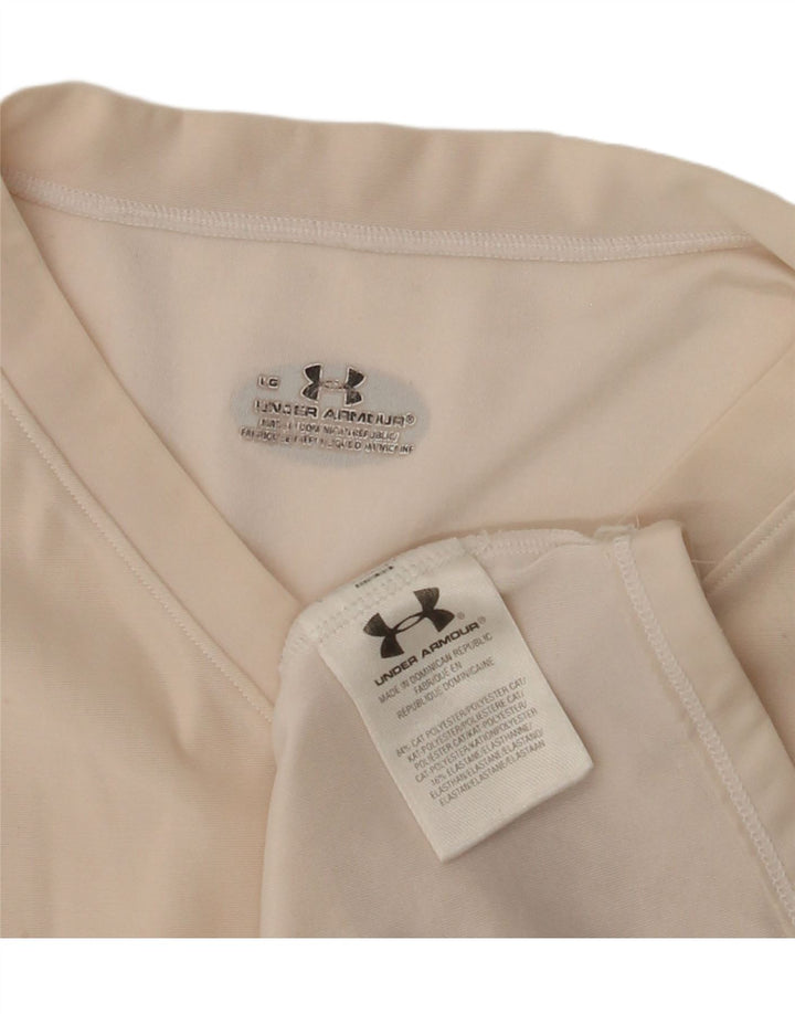 UNDER ARMOUR Womens T-Shirt Top UK 14 Large Off White Polyester