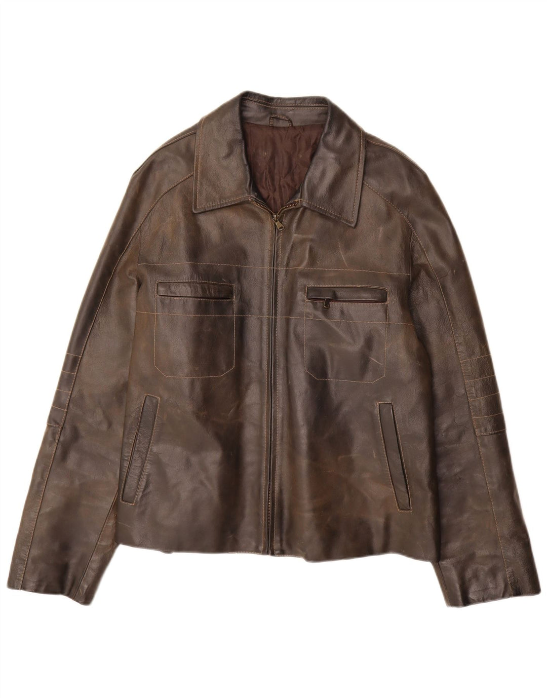 Vintage Herre Læderjakke UK 38 Medium Brun Læder