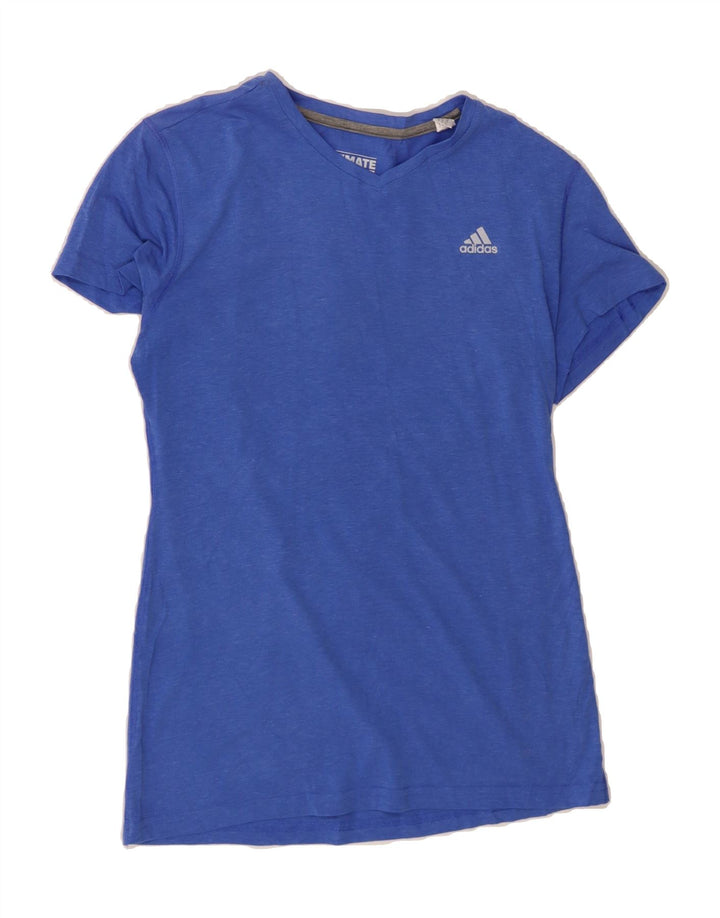 ADIDAS Womens T-Shirt Top UK 12 Medium Blue Polyester Vintage Adidas and Second-Hand Adidas from Messina Hembry 