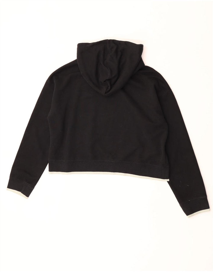 Adidas Womens Crop Oversized Hoodie Jumper UK 10 Small Black Polyester