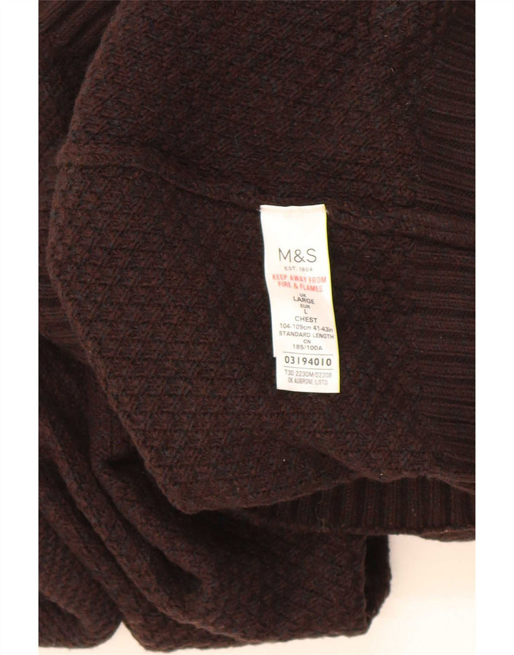 Marks & Spencer Herre Cardigan Sweater Stor Brun Akryl