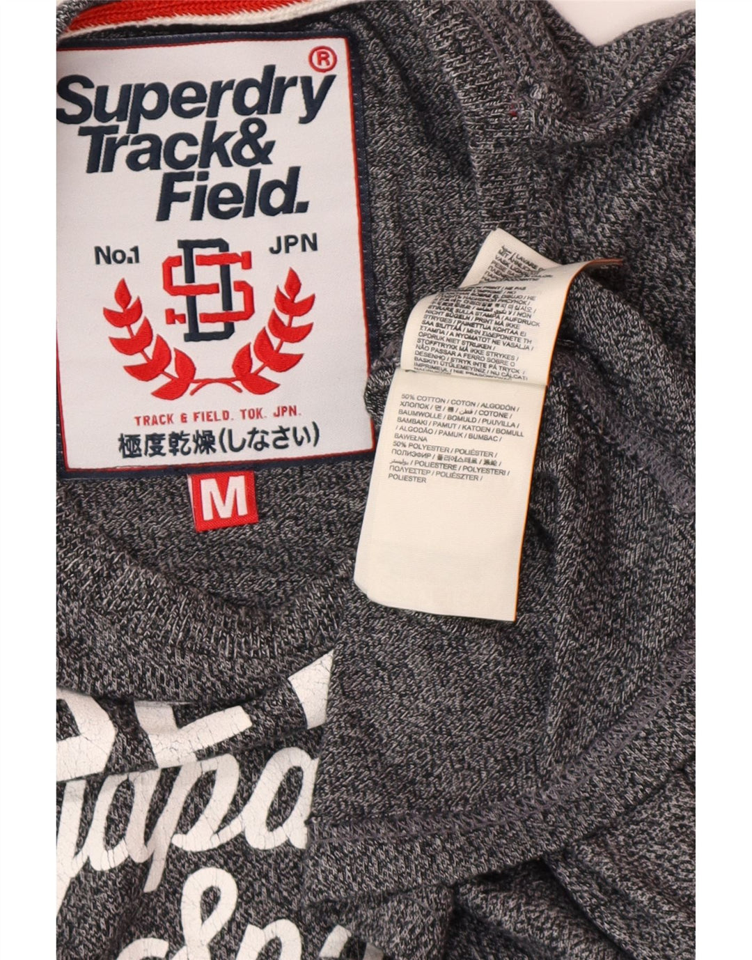 SUPERDRY Herre grafisk T-shirt top mellemgrå flækket bomuld