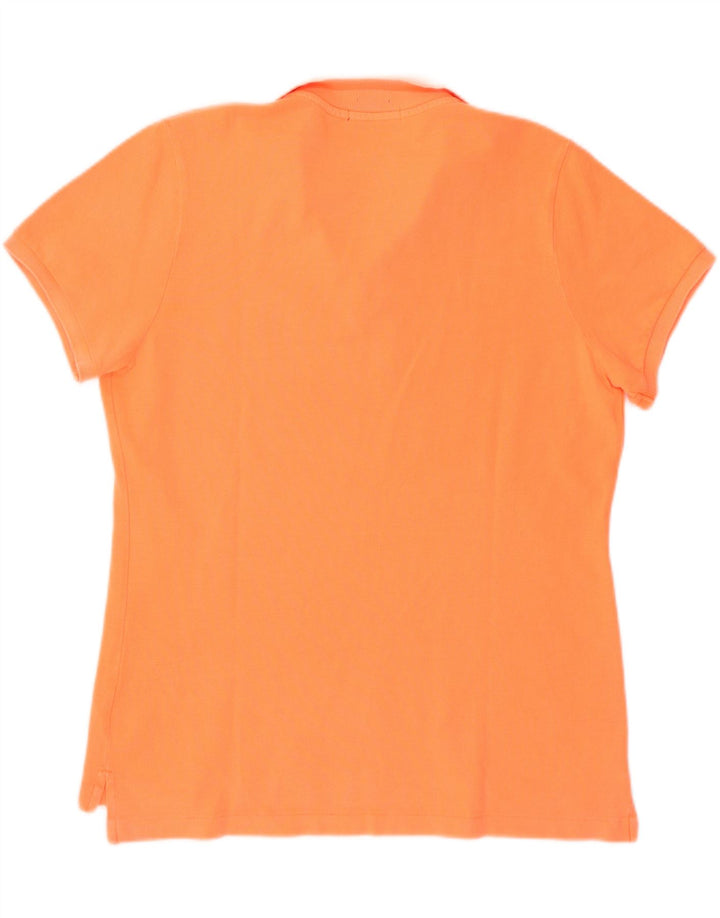 RALPH LAUREN Dame Skinny Polo Shirt UK 18 XL Orange Bomuld