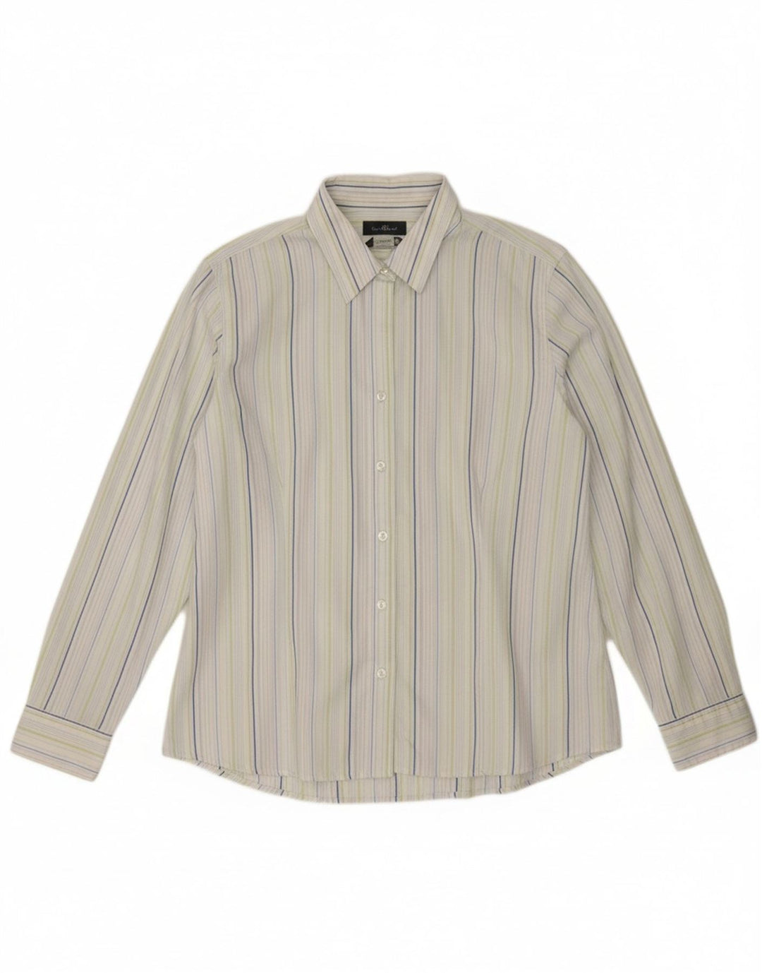 EDDIE BAUER Womens Shirt UK 16 Large Blue Striped Cotton