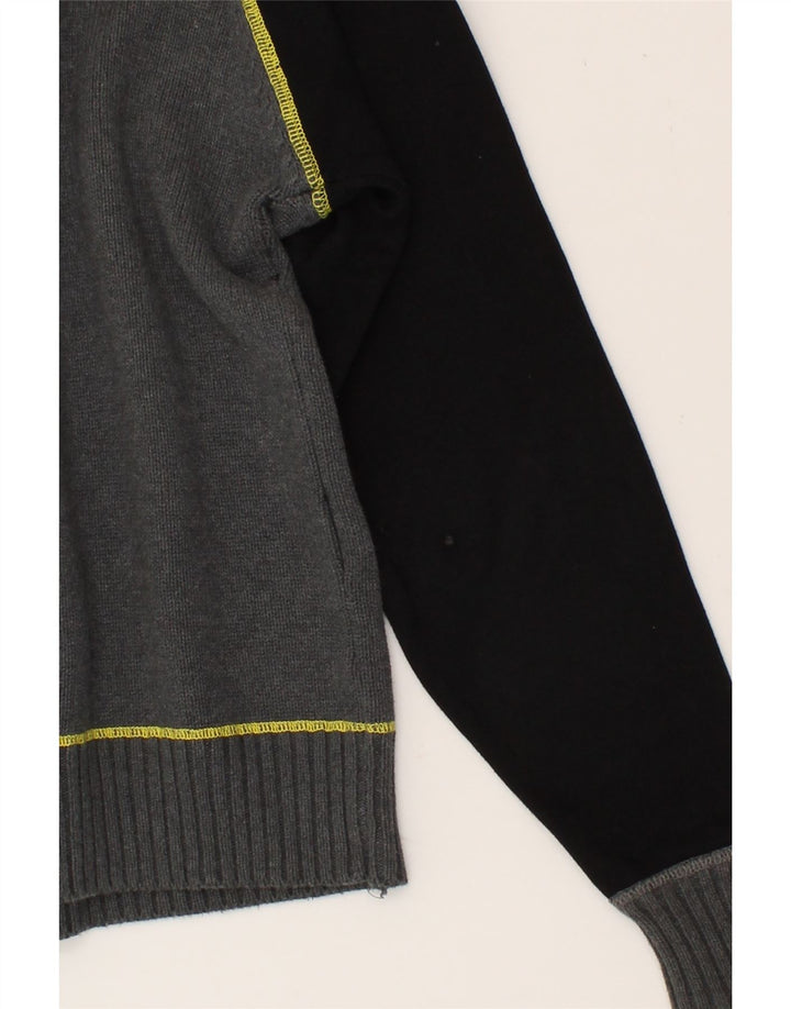 FILA Womens Crew Neck Jumper Sweater UK 14 Medium Grey Colourblock Vintage Fila and Second-Hand Fila from Messina Hembry 