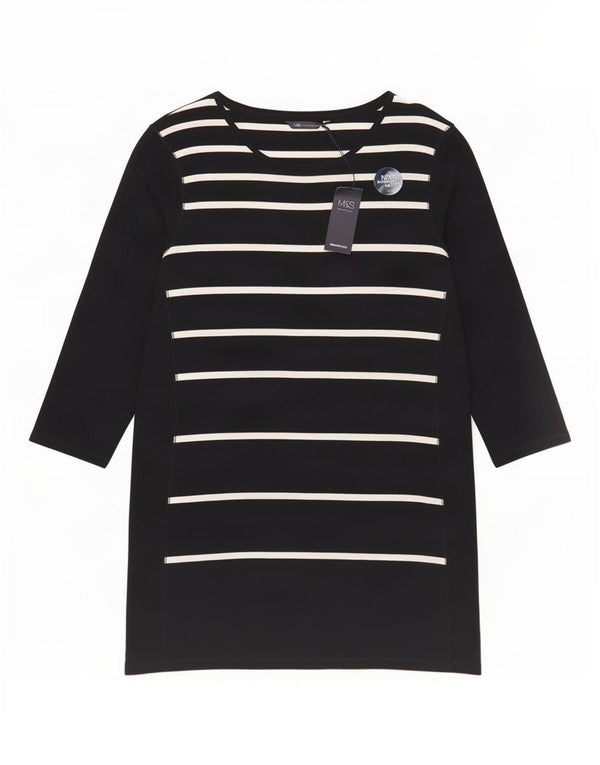 Marks & Spencer Dame 3/4-ærmet Jumper Dress UK 18 XL Sort Stribet