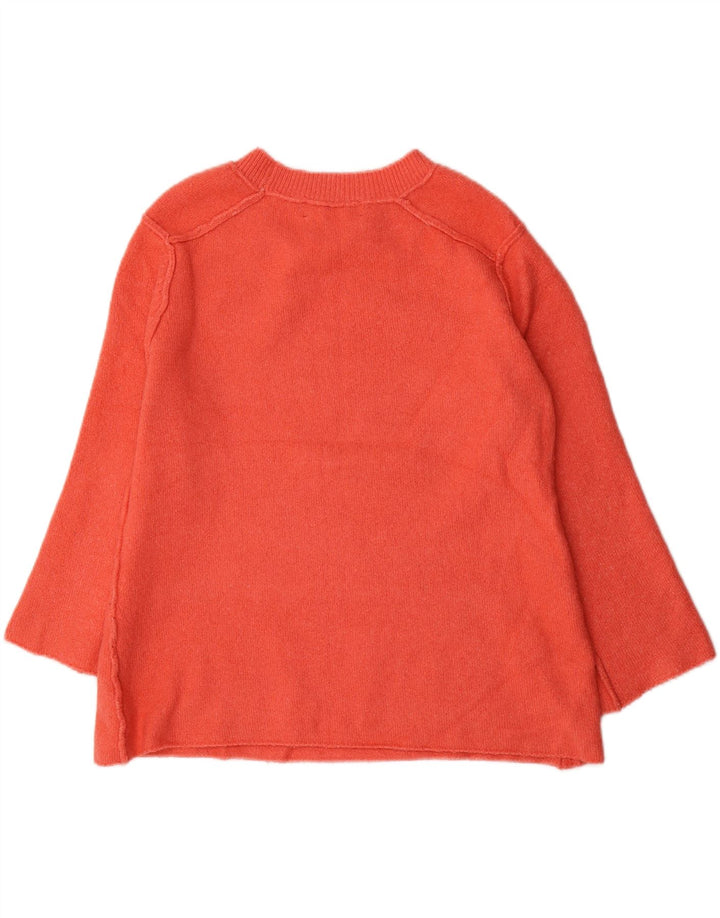 Zara Dame Oversized Boat Neck Jumper Sweater UK 10 Small Orange Polyester