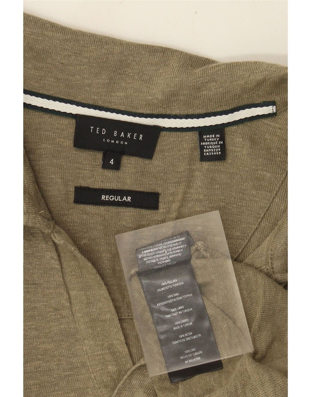 Ted Baker Herre Regular Polo Shirt Størrelse 4 Large Khaki Linen